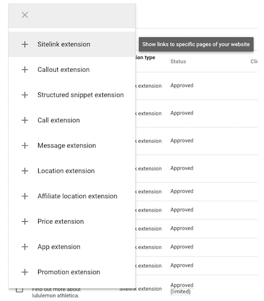 google-ads-extensions-options