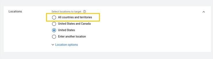 Enter another location - تنظیمات لوکیشن در گوگل ادز