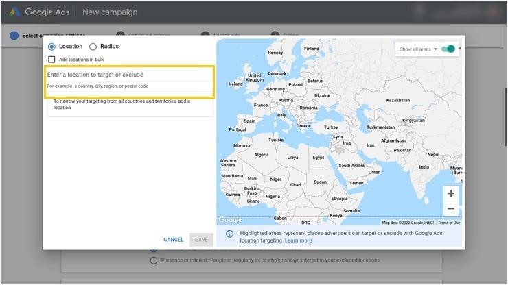 Exclude location - تنظیمات لوکیشن در گوگل ادز